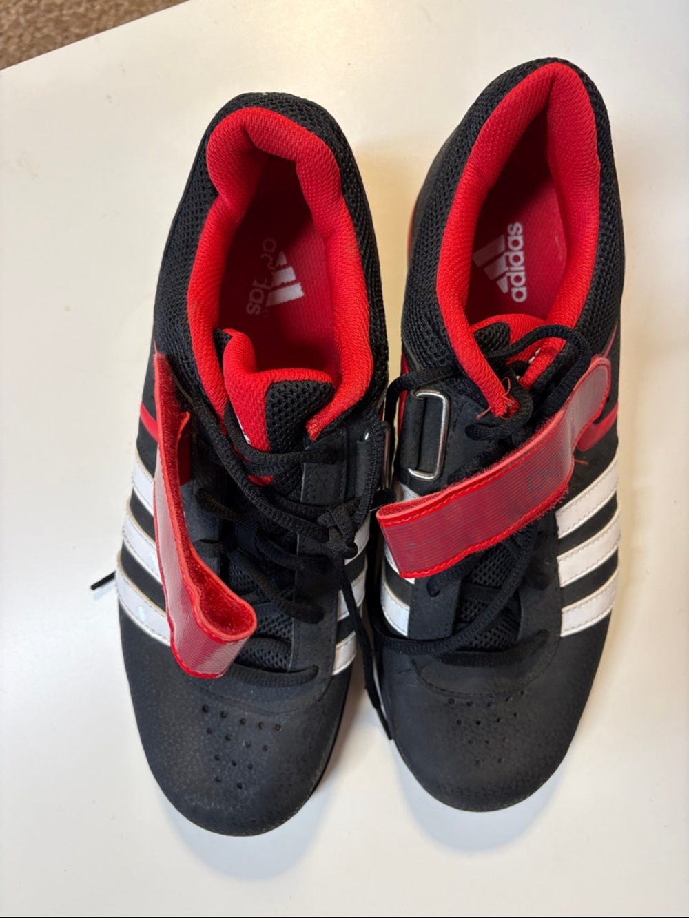 Adidas Power Lifting Black, Red & White shoes